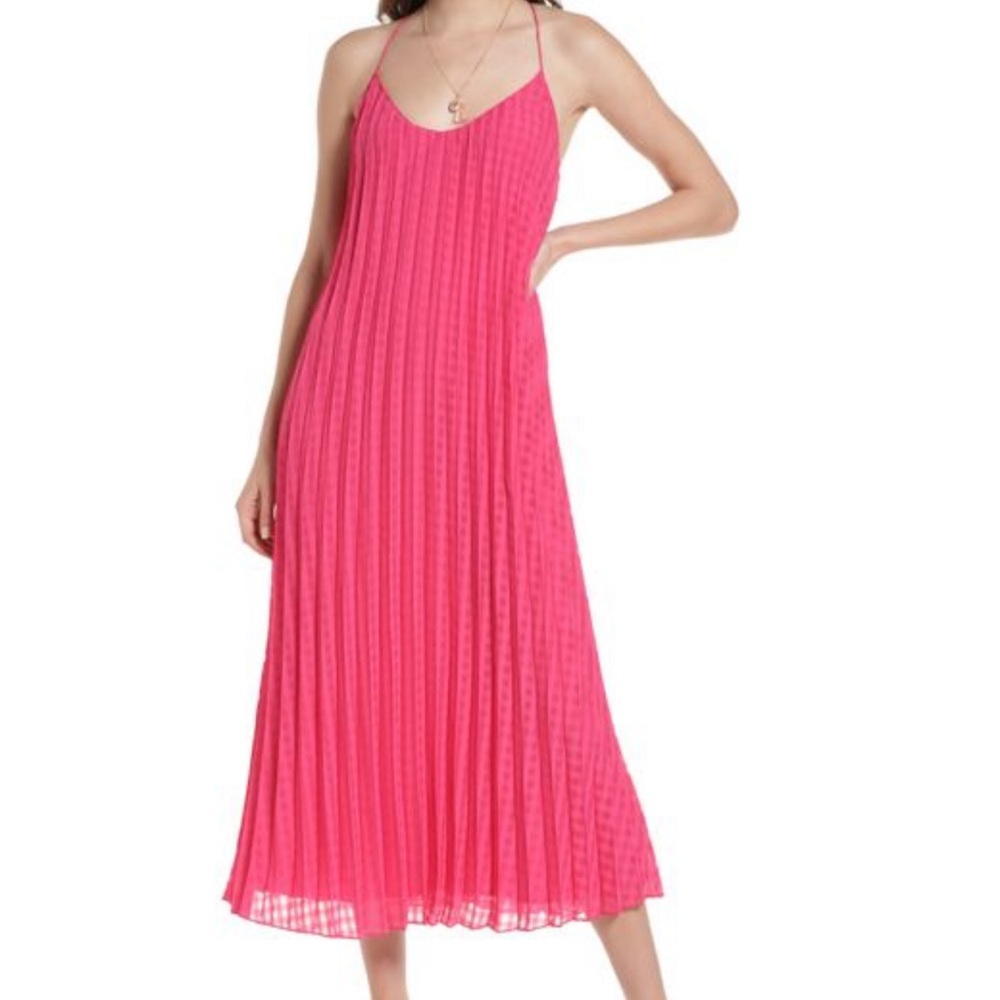 NWT - Scotch & Soda pink pleated midi/maxi dress